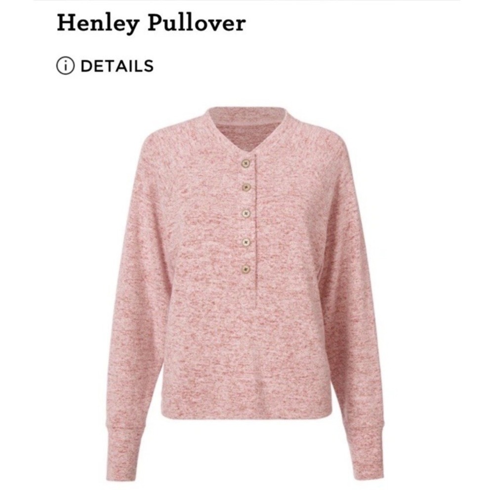 Cabi Henley Pink Burgundy Pullover Item #4200 Medium Soft Cozy Relaxed‎ Fit
